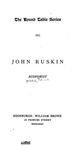Tapa de John Ruskin, Economist
