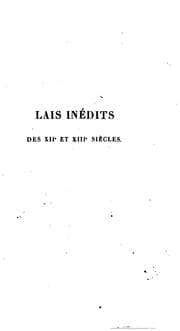 Tapa de Lais inédits des XIIe et XIIIe siècles