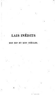 Tapa de Lais inédits des XIIe et XIIIe siècles: publiés pour la première fois d ..