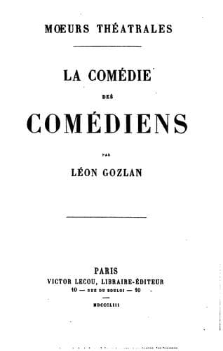 Tapa de La comédie des comédiens