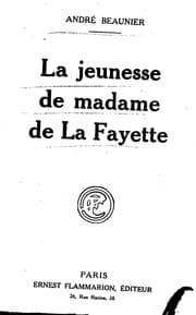 Tapa de La jeunesse de Madame de La Fayette