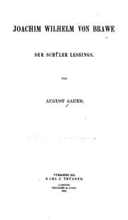 Tapa de Joachim Wilhelm von Brawe: Der Schüler Lessings