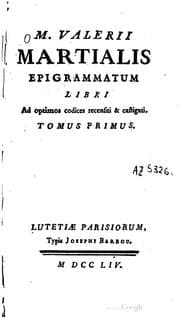 Tapa de M. Valerii Martialis Epigrammatum libri ad optimos codices recensiti ..