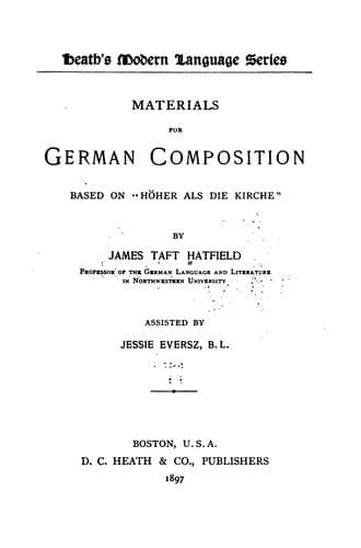 Tapa de Materials for German composition based on "Höher als die kirche"
