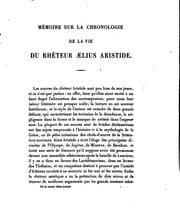 Tapa de Mémoire sur la chronologie de la vie du rhéteur Ælius Aristide