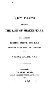 Tapa de New facts regarding the life of Shakespeare, a letter to T. Amyot