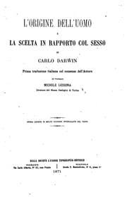 Tapa de L'origine dell'uomo e la scelta in rapporto col sesso. Ia tr. ital. col consenso dell'autore ..