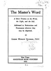 Tapa de The Master's Word: A Short Treatise on the Word, the Light and the Self
