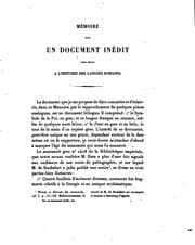 Tapa de Mémoire sur un document inédit pour servir à l'histoire des langues romanes