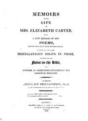 Tapa de Memoirs of the Life of Mrs. Elizabeth Carter,: With a New Edition of Her Poems, Some of which ..