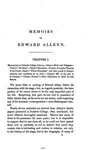 Tapa de Memoirs of Edward Alleyn: Including Some New Particulars Respecting Shakespeare, Ben Jonson ..