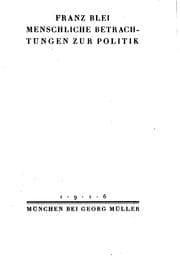 Tapa de Menschliche Betrachtungen zur Politik