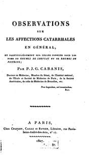 Tapa de Observations sur les affections catarrhales en général: et particulièrement sur celles connues ..