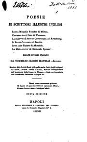 Tapa de Poesie di scrittori illustri inglesi ... recate in verso italiano da Tommaso Jacopo Mathias ..