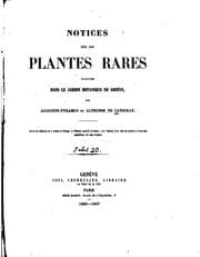 Tapa de Notices sur les plantes rares cultivées dans le Jardin botanique de Genève