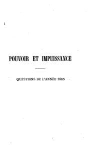 Tapa de Pouvoir et impuissance, questions de l'année 1865