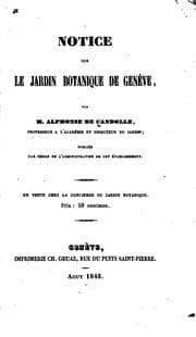 Tapa de Notice sur le Jardin botanique de Genève