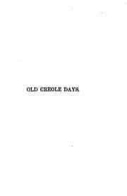 Tapa de Old Creole days. Author's ed