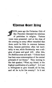Tapa de The Patriotic Services of Thomas Starr King: An Address