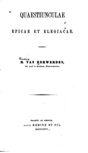 Tapa de Quaestiunculae epicae et elegiacae