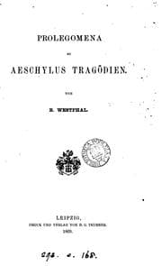 Tapa de Prolegomena zu Aeschylus Tragödien