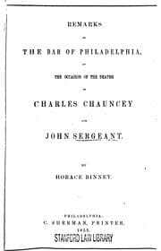 Tapa de Remarks to the Bar of Philadelphia on the Occasion of the Deaths of Charles ..