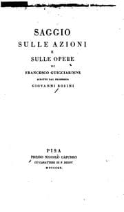 Tapa de Saggio sulle azioni e sulle opere di Francesco Guicciardini
