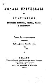 Tapa de Annali universali di statistica, economia pubblica, storia, viaggi e commercio