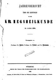 Tapa de Jahresbericht über die Leistungen in der Kriegsheilkunde