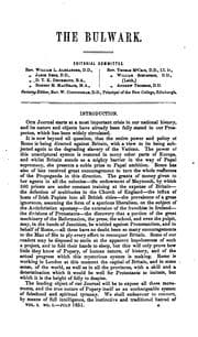 Tapa de The Bulwark or Reformation Journal VOL.I-1851-52