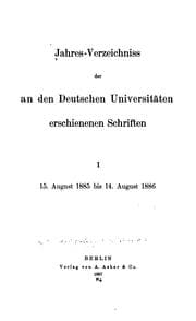 Tapa de Jahres-verzeichnis der an den deutschen Universitäten erschienenen Schriften