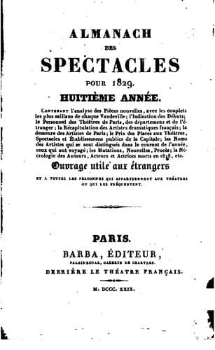 Tapa de Almanach des spectacles