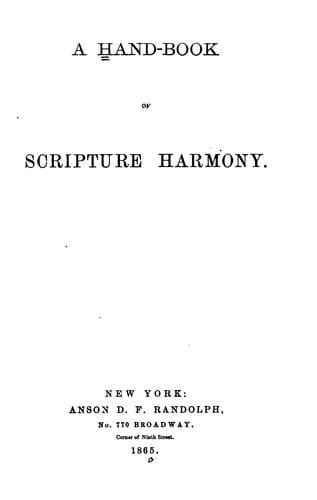 Tapa de A Hand-book of Scripture Harmony