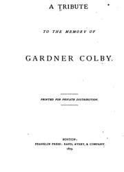 Tapa de A Tribute to the Memory of Gardner Colby