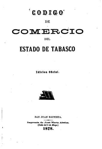 Tapa de Código de Comercio del Estado de Tabasco