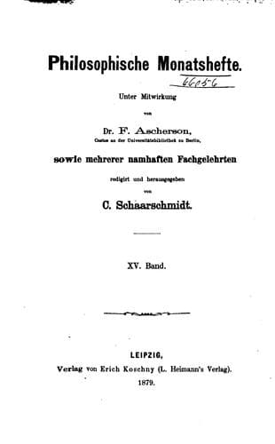 Tapa de Philosophische Monatshefte
