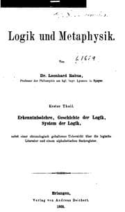 Tapa de Logik und Metaphysik