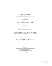 Tapa de Theory of Parallels: The Proof of Euclid's Axiom Looked for in the Properties of the Equiangular ..