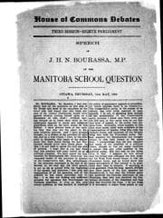 Tapa de Speech of J.H.N. Bourassa, M.P. on the Manitoba school question