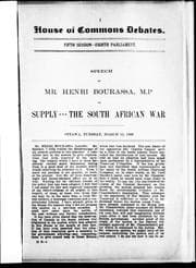 Tapa de Speech of Mr. Henri Bourassa, M.P., on supply