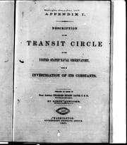 Tapa de Description of the transit circle of the United States Naval Observatory