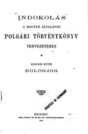 Tapa de Indokolás a magyar általános polgári törvénykönyv tervezetéhez