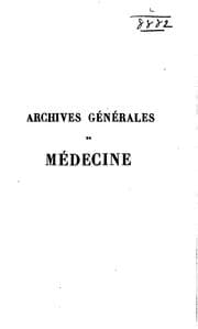 Tapa de Archives générales de médecine