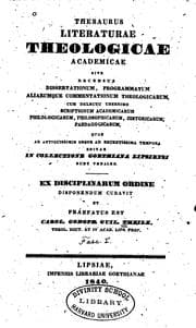 Tapa de Thesaurus literaturae theologicae academicae: sive Recensus dissertationum, programmatum ..
