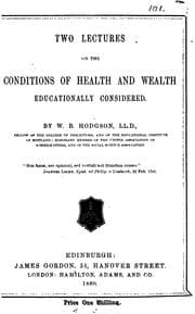 Tapa de Two lectures on the conditions of health and wealth educationally considered