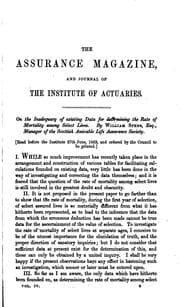 Tapa de The Assurance Magazine, and Journal of the Institute of Actuaries