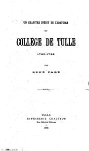 Tapa de Un chapitre inédit de l'histoire du Collège de Tulle 1790-1792