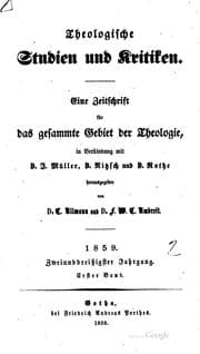 Tapa de Theologische Studien und Kritiken, in Verbindung mit D. Gieseler, D. Lücke ...