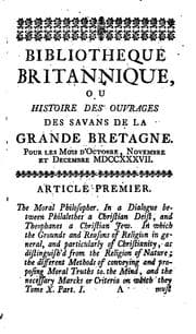 Tapa de Bibliothèque britannique, ou Histoire des ouvrages des savans de la Grande ...