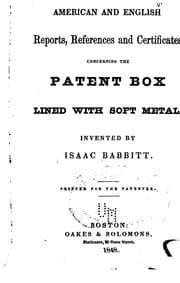 Tapa de American and English Reports, References and Certificates Concerning the Patent Box Lined with ...